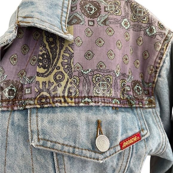 Vintage '90s Jordache Pieced Paisley Denim Jacket size S by Urban Outfitters - Picture 9 of 14